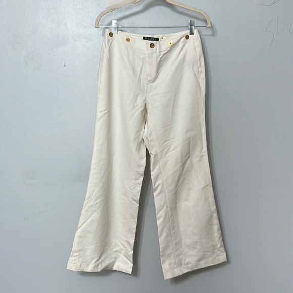 Lauren Ralph Lauren White Flare Wide Leg Sailor Slacks size 2P - Picture 1 of 4
